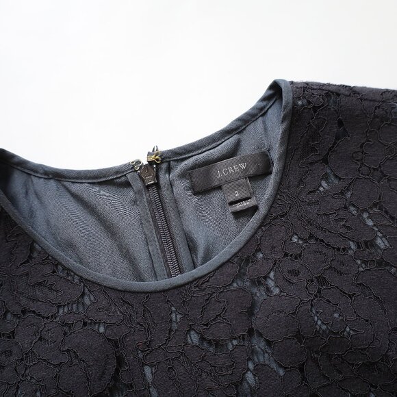J. CREW Size 2 Black Lace Peplum Sleeveless Blouse Top Career Office - Picture 2 of 11